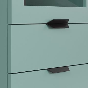 trendteam Highboard Vitrine Melton, Dusk Blue / Anthrazit