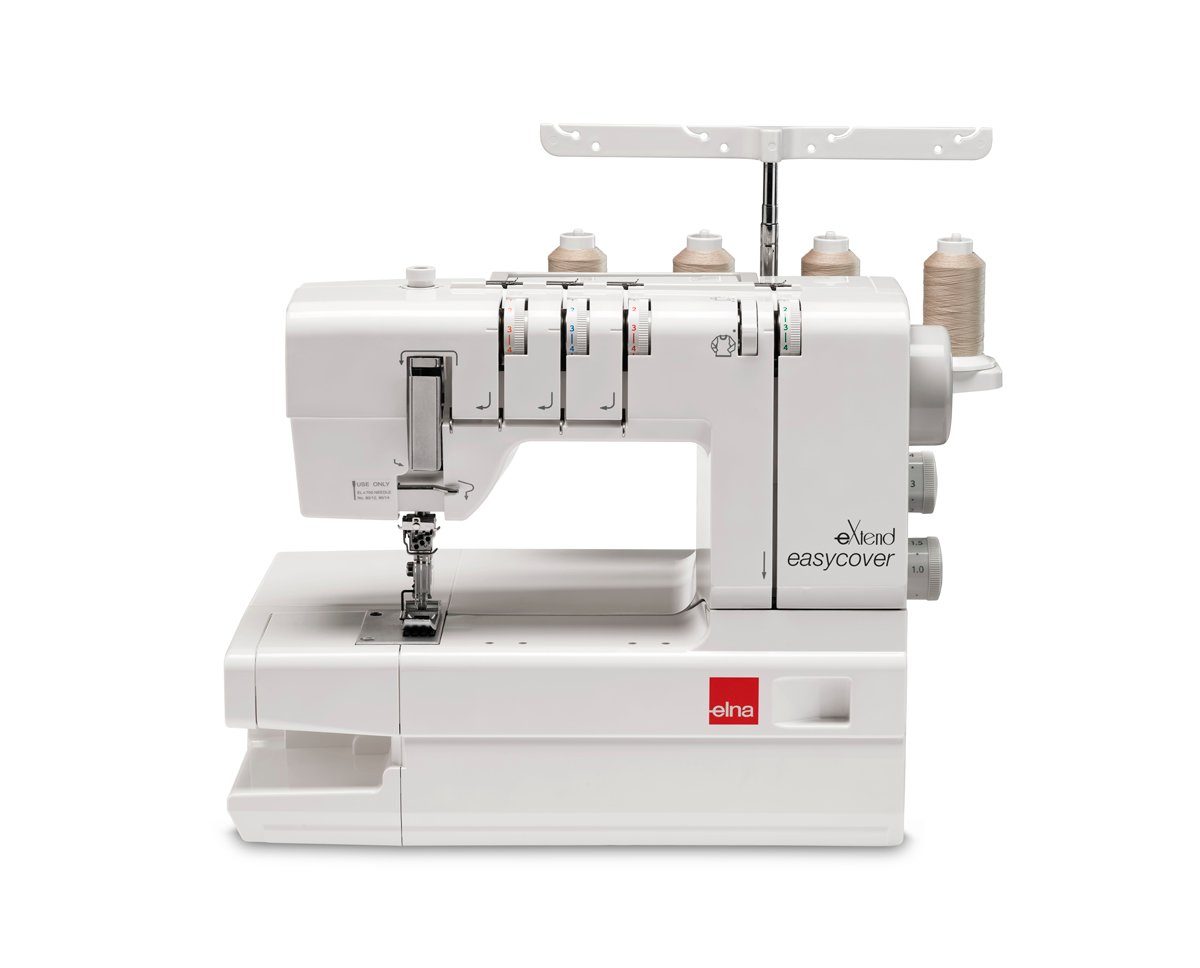 Elna Overlock-Nähmaschine Elna Easycover V2, 4 Programme, TLC-Control für präzise Stiche, großer Durchgangsraum, LED-Nählicht