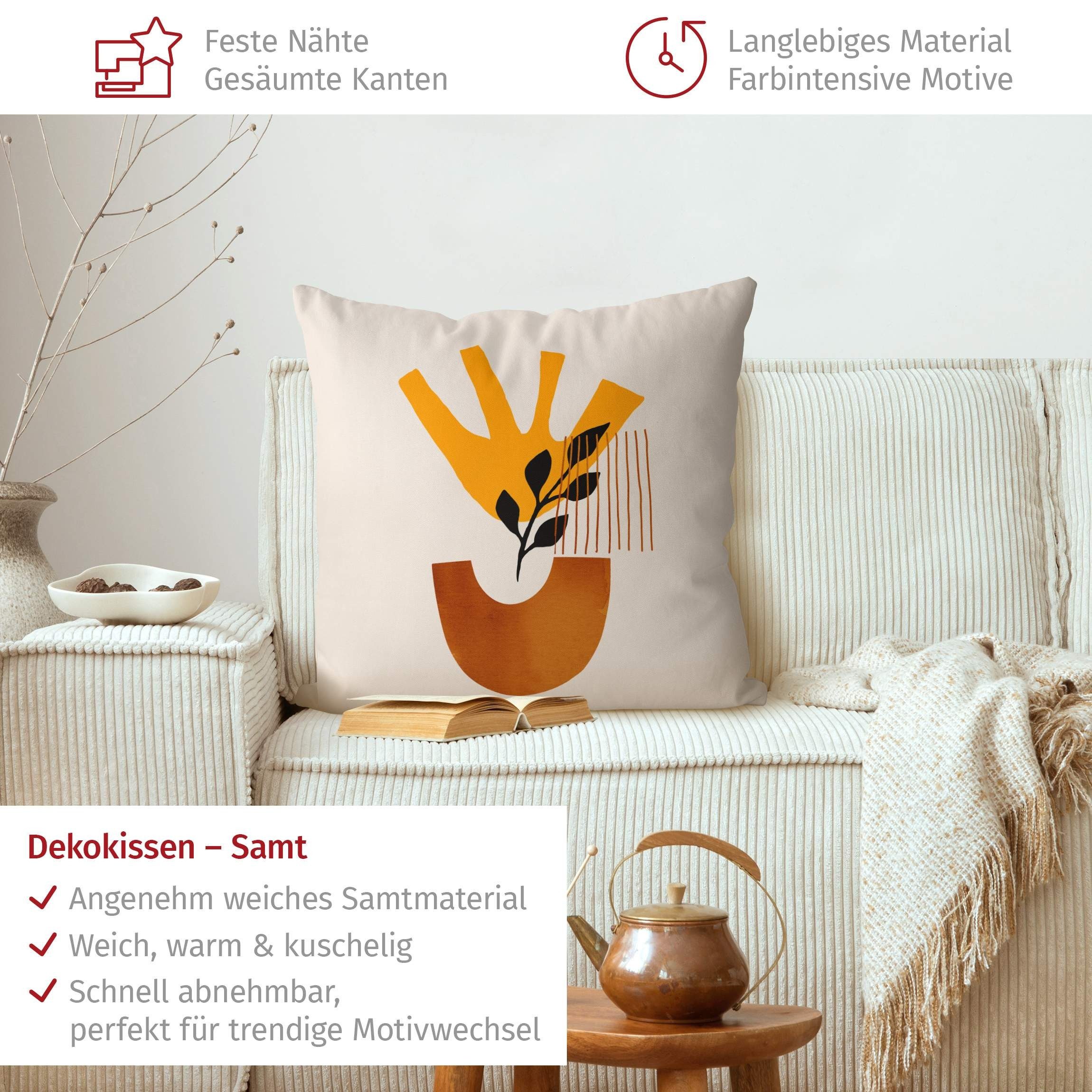 Bilderdepot24 Dekokissen drinnen Kissenhülle/ Sofakissen/ Zierkissen Kissenhülle gelb Blumen Ab, Bezug mit / ohne Füllung Zierkissen Outdoor Sofa Bett