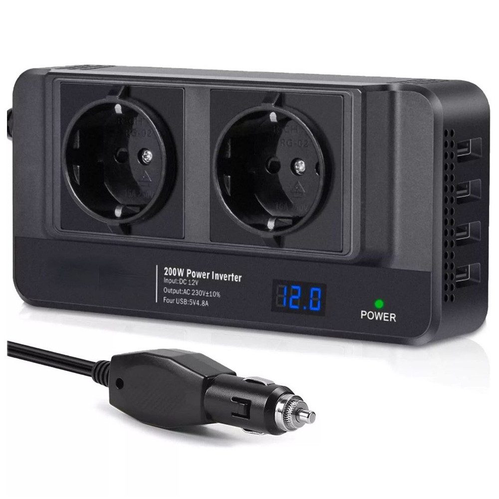 Spannungswandler Auto Stromumwandler Zigarettenanzünder Wechselrichter Inverter 200W