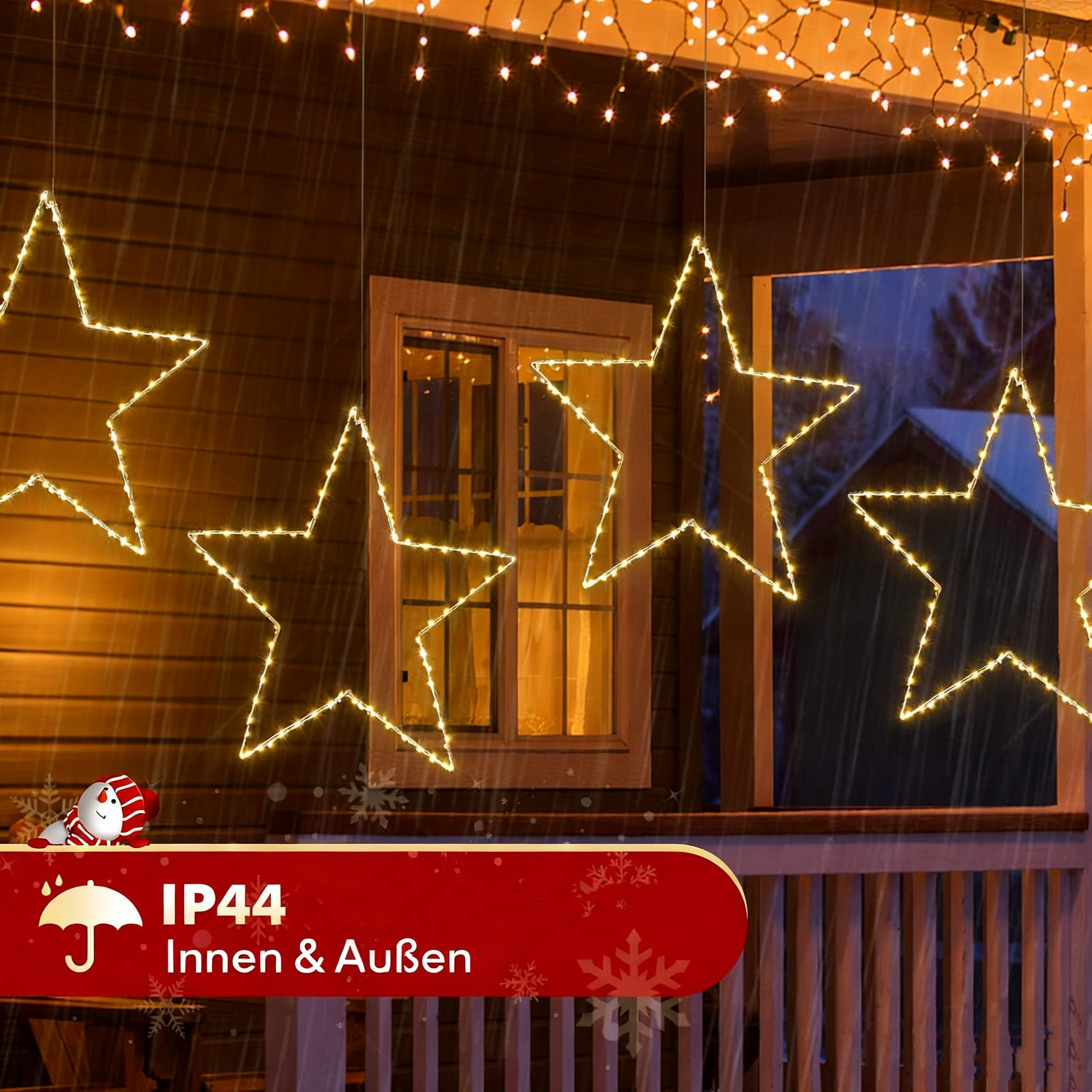 Quntis LED-Lichterkette Led weihnachtsdeko für fenster, innen/außen, weihnachtsstern, weihnachtsstern 50CM Led Stern mit Timer Memory Funktion Dekoration – Bild 5 von 5