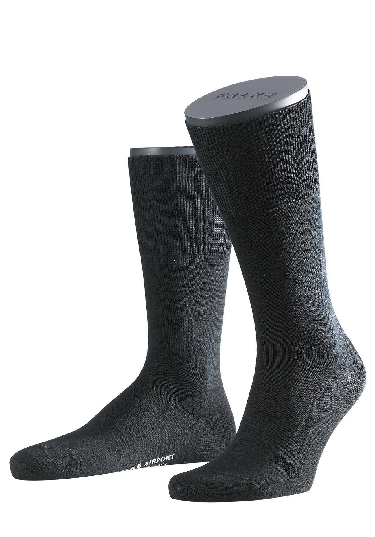 Airport schwarz (2-Paar) Schurwolle mit wärmender Socken FALKE