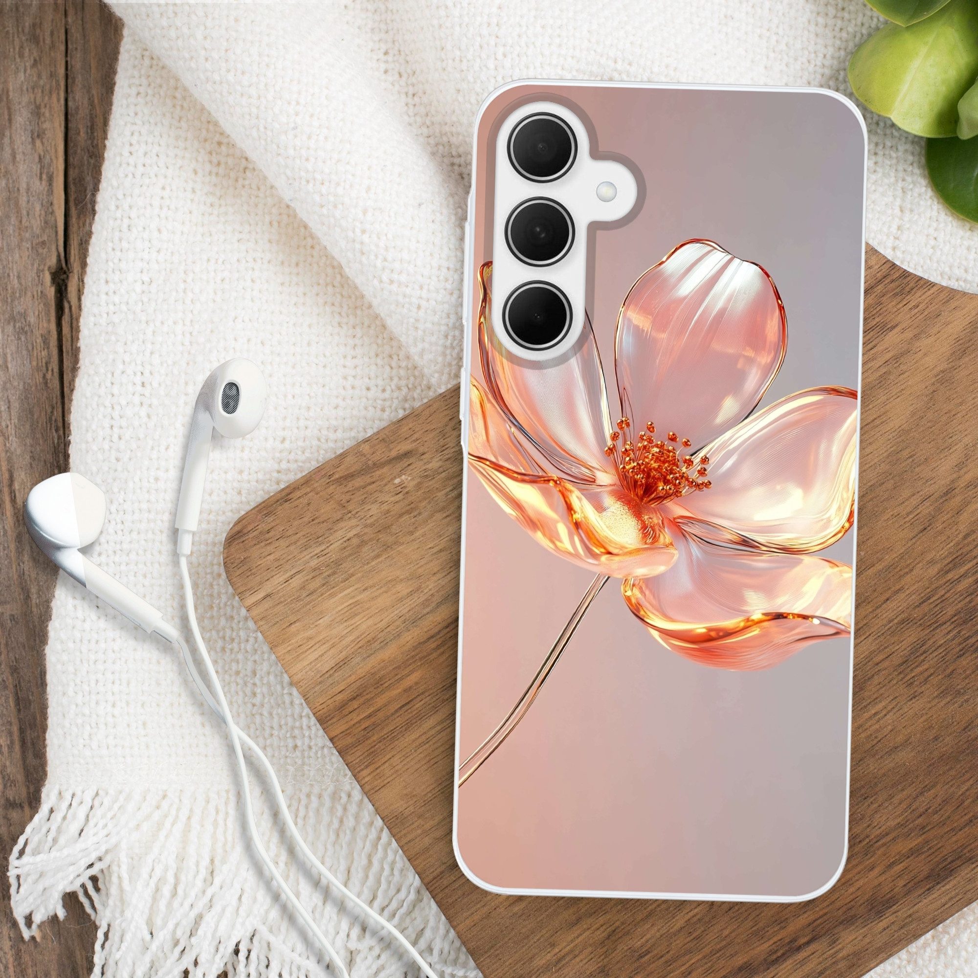 MuchoWow Handyhülle für Samsung Galaxy A35 5G Gläser - Blume - Rosa, Smartphone-Bumper, Print, Handy Schutzhülle Dünn
