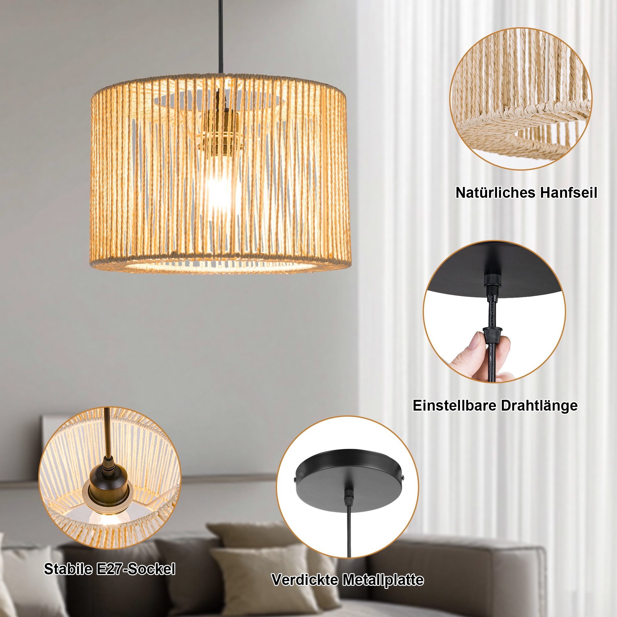 Zedelmaier Pendelleuchte Hängelampe hängend Deckenlampe, ohne Leuchtmittel, ohne Leuchtmittel, für Esszimmer Wohnzimmer Schlafzimmer – Bild 4 von 5