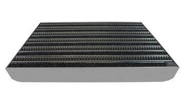Fußmatte EMCO Eingangsmatte DIPLOMAT Rips anthrazit Cassettenbürste grau mit ALU Bodenwanne Schuhabstreifer, Emco, rechteckig, Höhe: 80 mm, für den Innen /- und Außenbereich