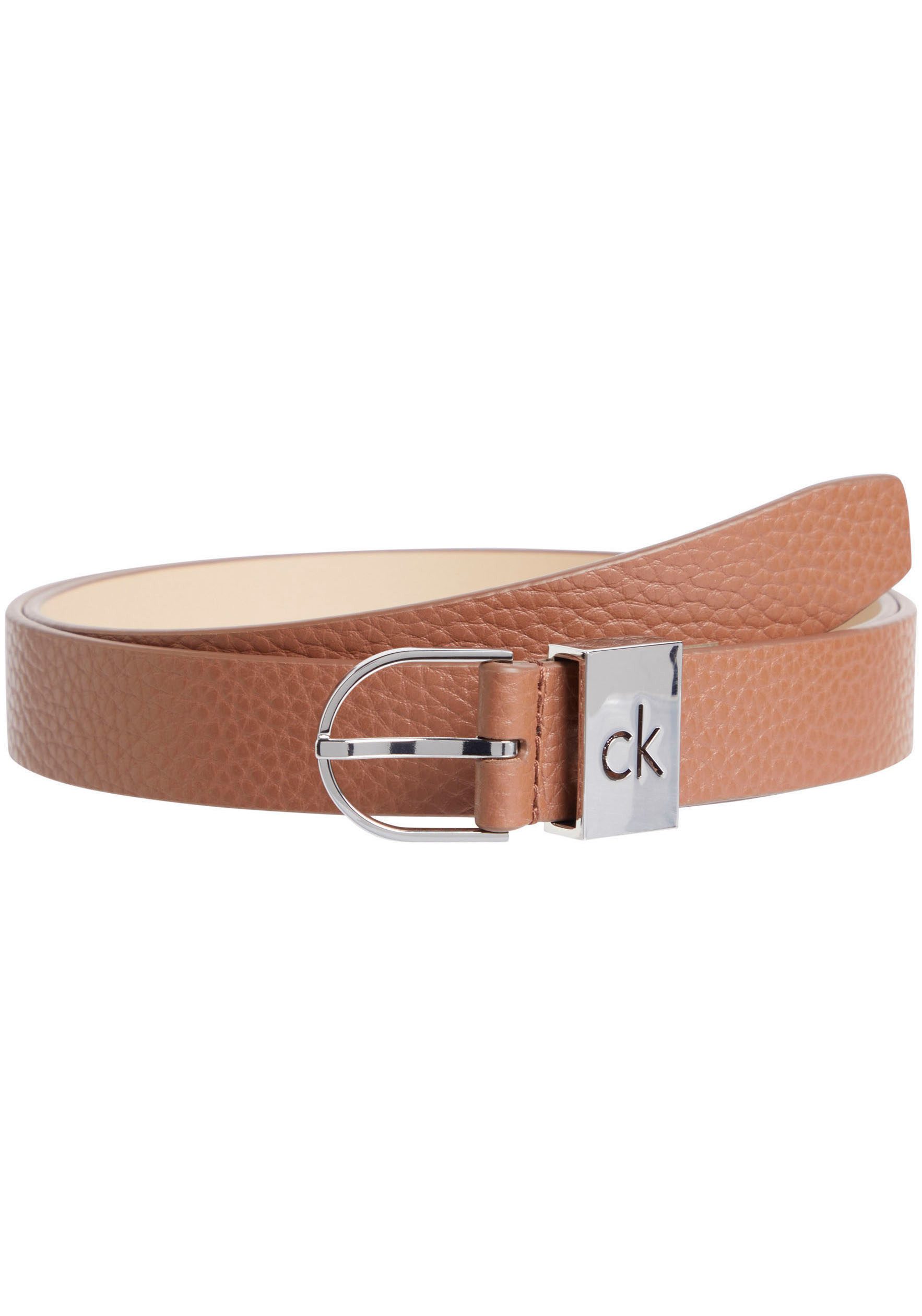 Calvin Klein Ledergürtel CK LOOP THIN ROUND BUCKLE 2.5 Logoprägung günstig online kaufen