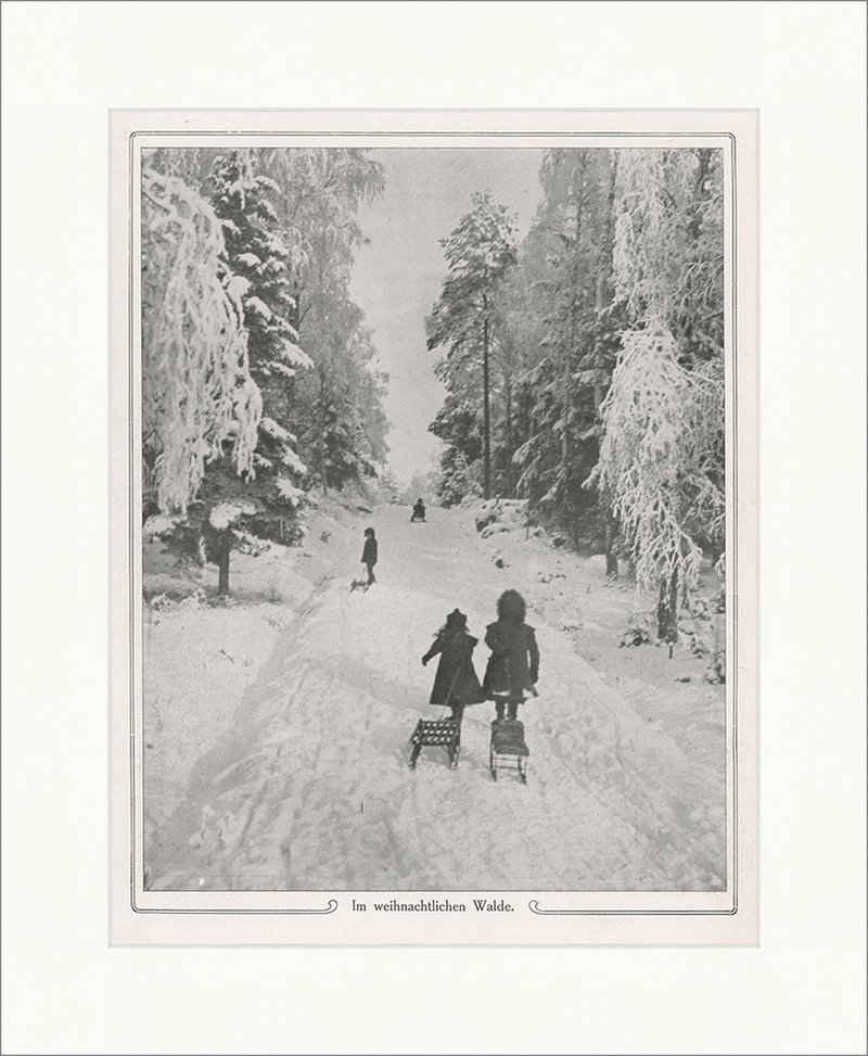 Kunstdruck Im weihnachtlichen Walde 1909 Winter Schlitten Schnee Sport F_Vintage, (1 St)