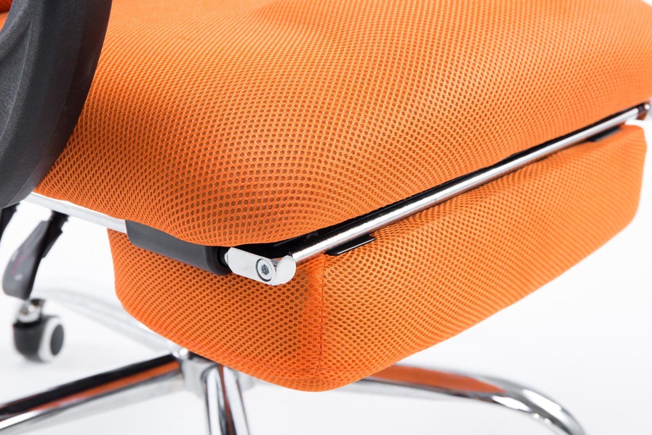 Stoff Fellini (Schreibtischstuhl, und Rückenlehne chrom - in Konferenzstuhl), 360° TPFLiving drehbar bequemer orange Bürostuhl Gestell: Drehstuhl, - Sitzfläche: Chefsessel, mit Metall höhenverstellbar Netzoptik