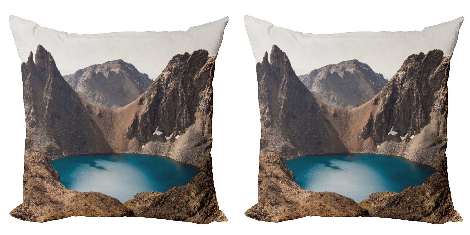 Kissenbezüge Modern Accent Doppelseitiger Nature Lake Erde Digitaldruck, (2 Stück), Berg Abakuhaus