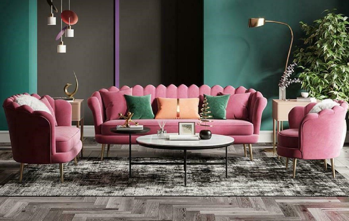 Sofa, Neu Möbel Sitz Sitzer Samt Sofas Sofa Relax JVmoebel 3 Couchen Textil Design