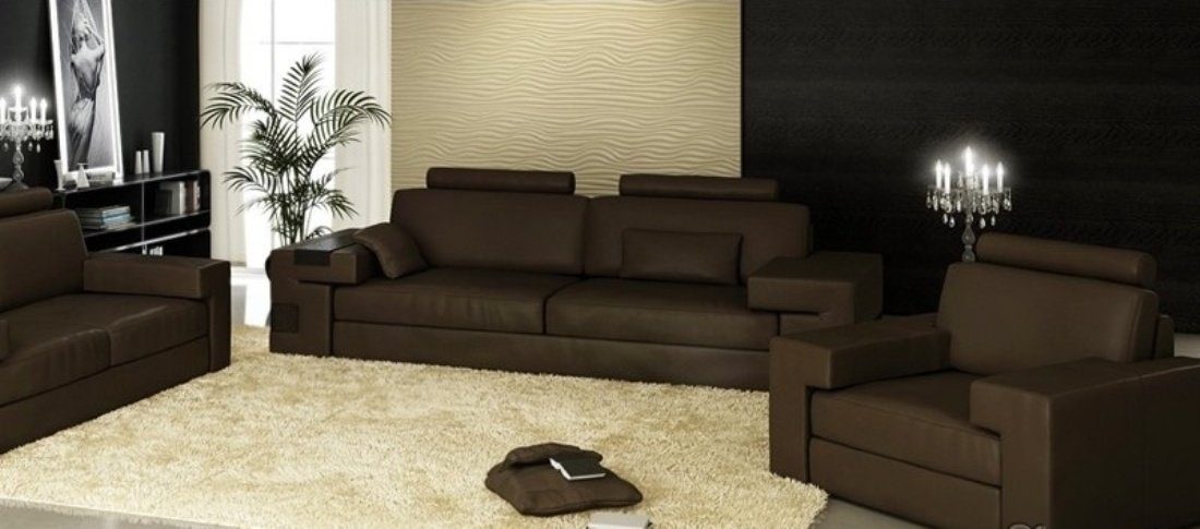 JVmoebel Sofa Luxus Ledersofa Sofagarnitur 3+2+1 Polstermöbel Neu, Made in Europe