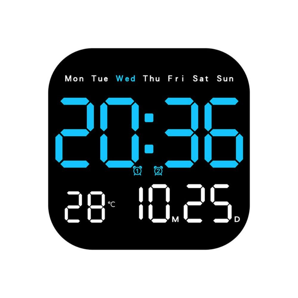 POPOLIC Wanduhr LED-Wanduhr & Tischuhr – Multifunktionale Digitaluhr mit Fernbedienung (Temperatur- & Datumsanzeige, für Wohnzimmer & Büro)