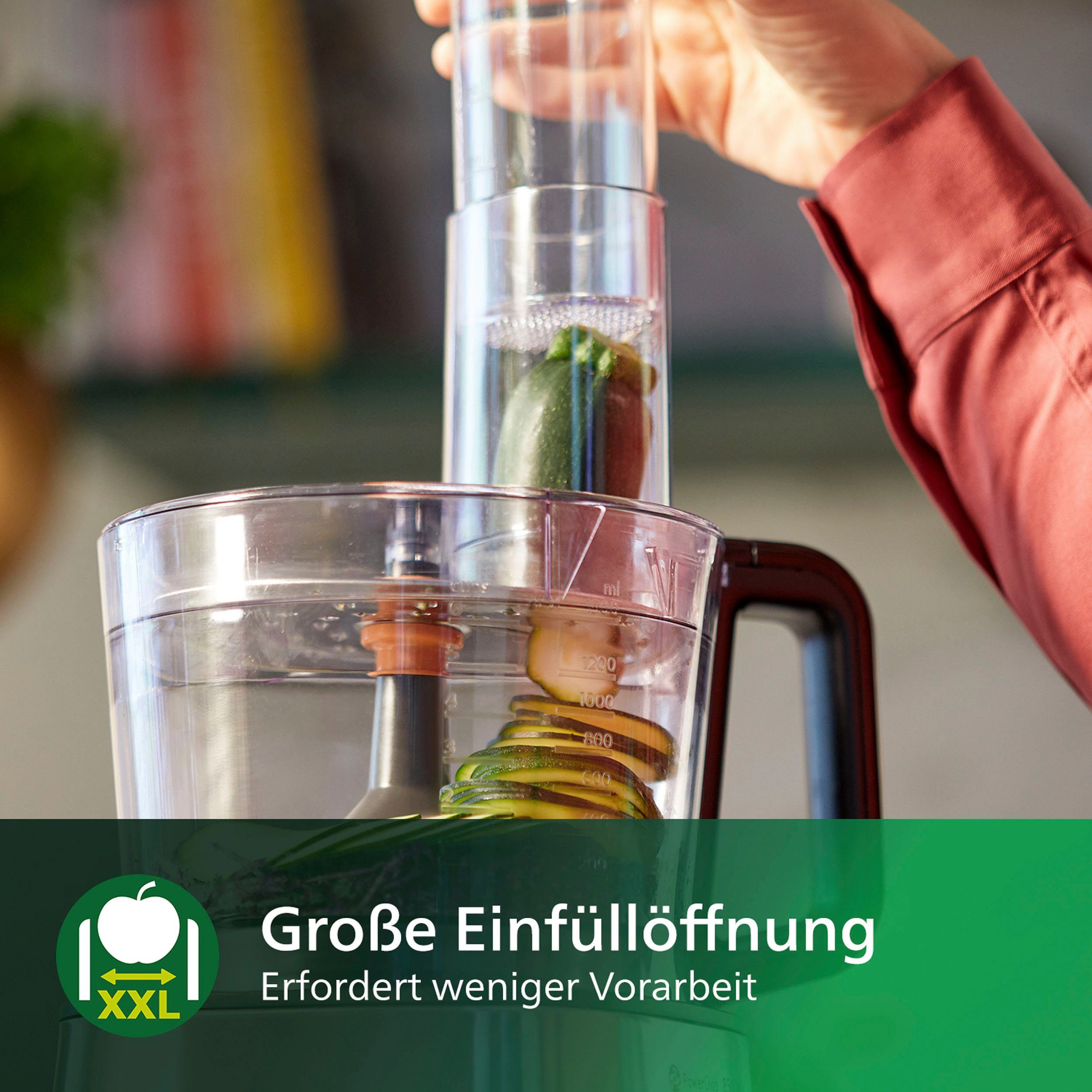 Philips Küchenmaschine HR7530/10 Viva Collection, 850 W, 2,1 l Schüssel, 31 Funktionen, inkl. 2-in-1 Schneidescheibe und Zitruspressenaufsatz – Bild 4 von 5