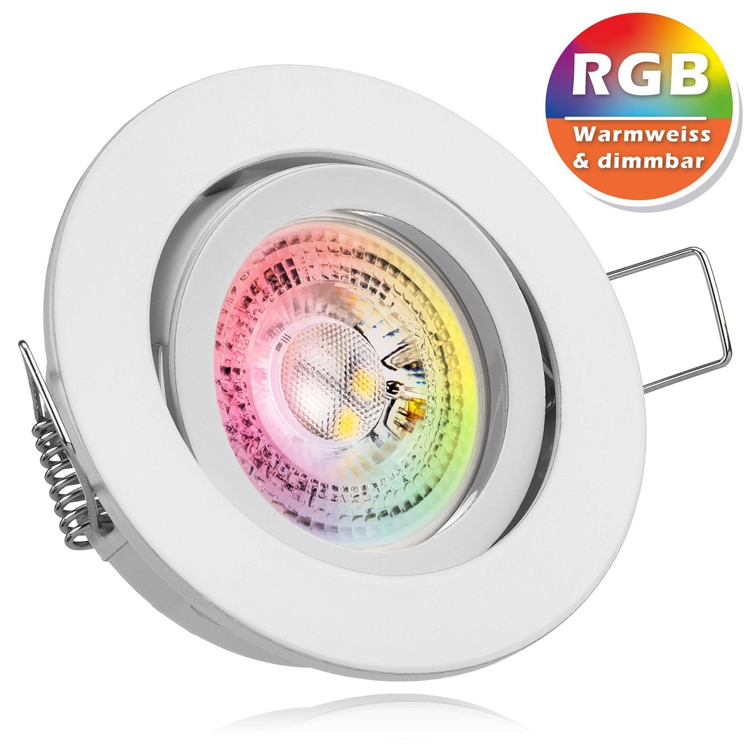 LEDANDO LED Einbaustrahler RGB 3W - von LEDANDO Fa GU10 LED mit Set weiß 11 Einbaustrahler in LED