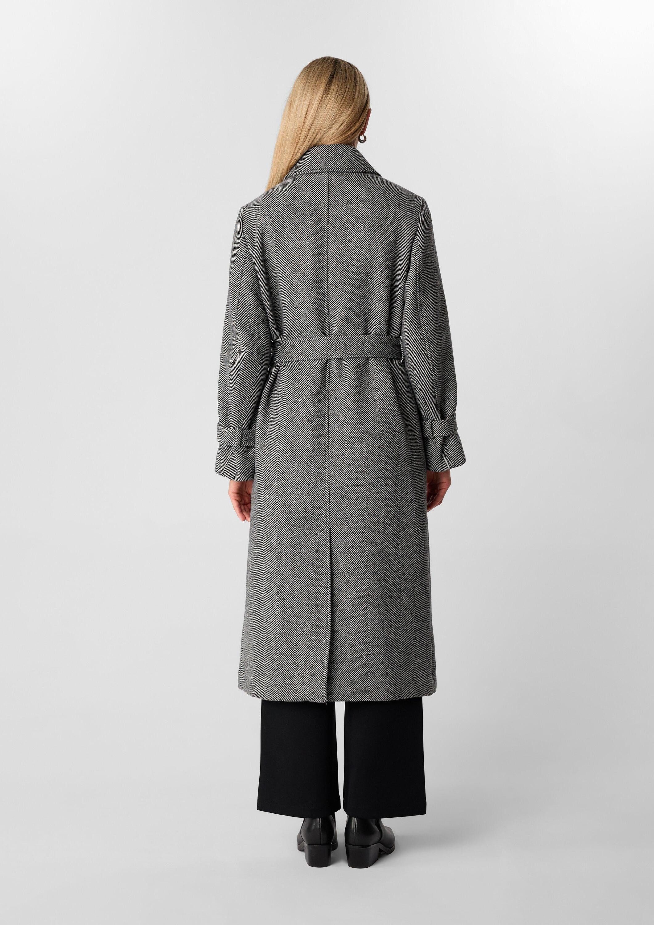 comma Funktionsmantel Outdoor-Mantel Eleganter Trenchcoat aus Wollmix mit Fischgratmuster