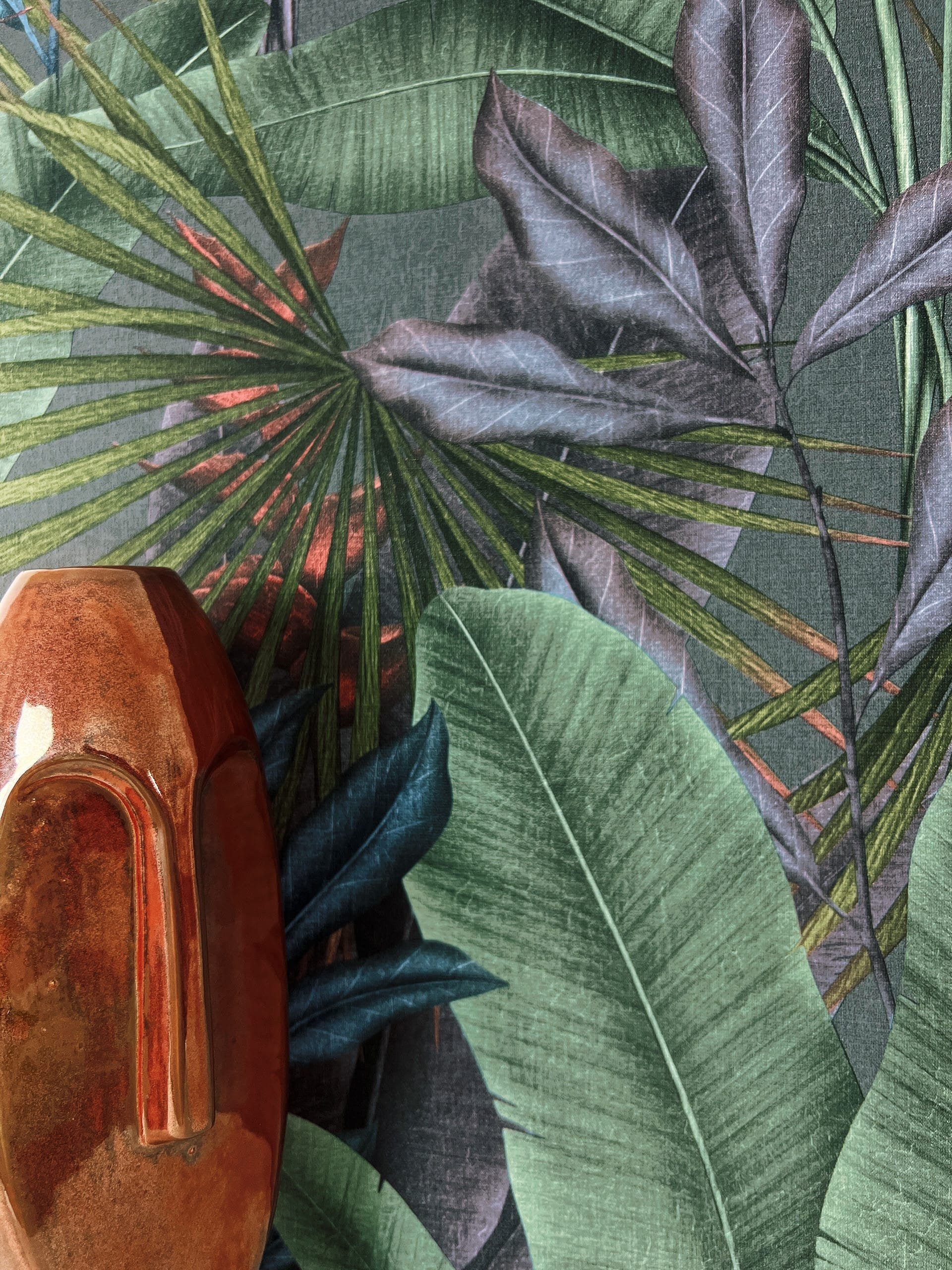 Newroom Vliestapete, Grün Tapete Modern Dschungel - Mustertapete Blumentape günstig online kaufen