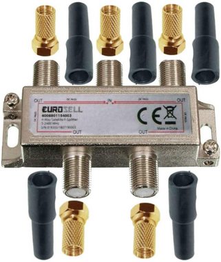 TronicXL SAT-Verteiler 4-fach Antennenverteiler + Wetterschutz + F-Stecker BK SAT Splitter