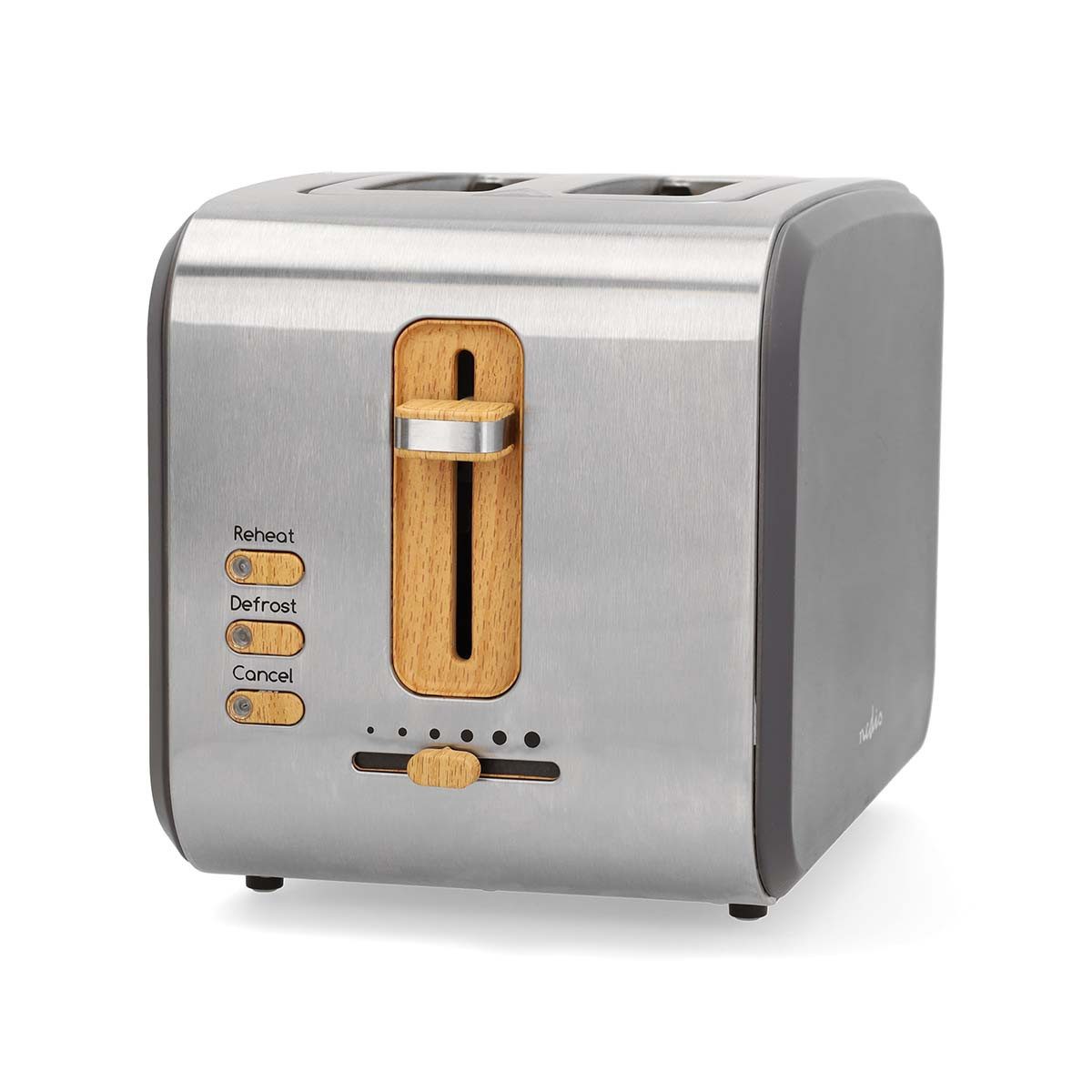 Nedis Toaster KABT510EGY, freistehend, für Beton, Fliesen, Mauerwerk, Mörtel, Putz, 900 W, 2 Slots, 6 Bräunungsstufen, Auftaufunktion für jeden Toast.