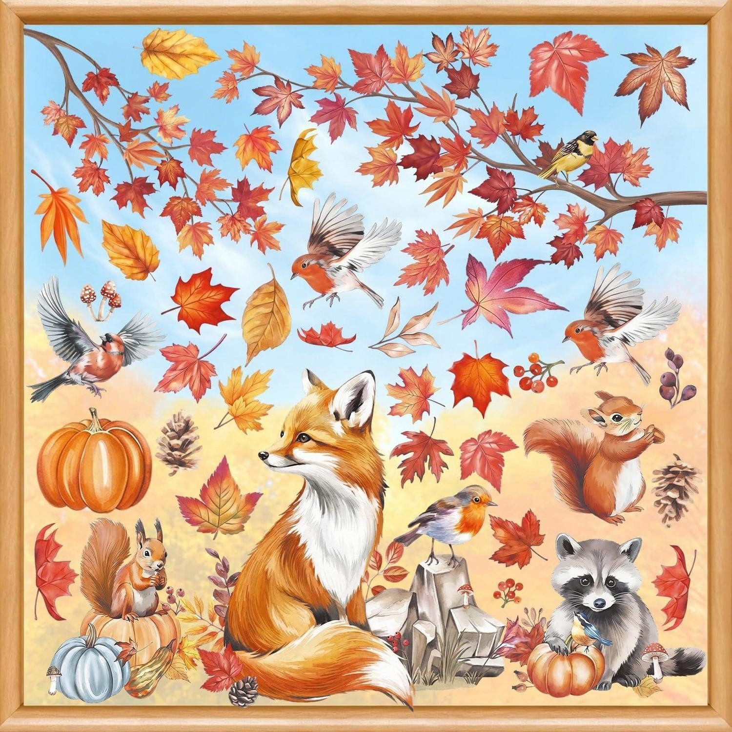 LuxusKollektion Fensterbild Fensterbilder Herbst Selbstklebend Orange