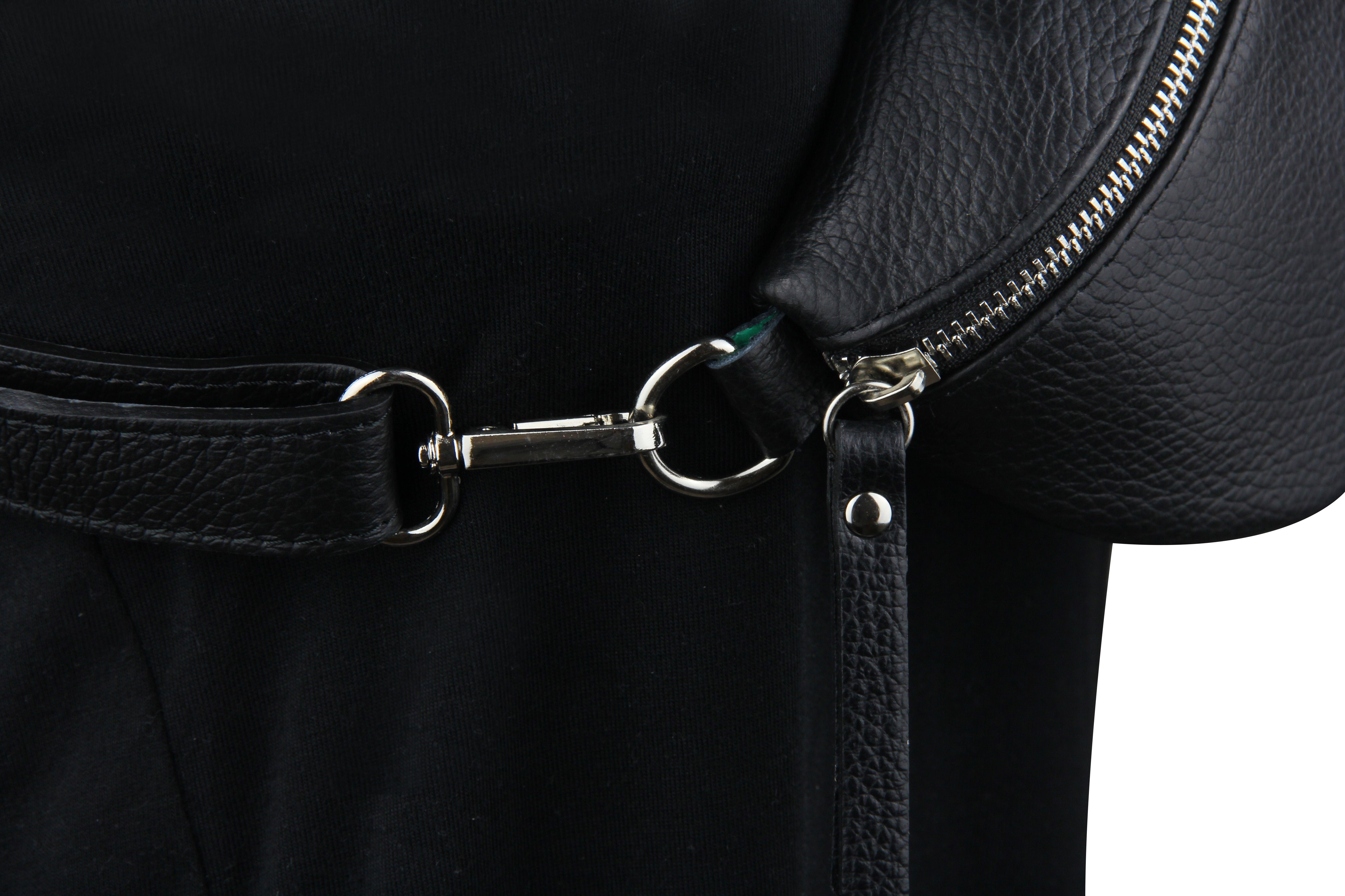 Frentree Umhängetasche Damen aus Echtleder, Made in Italy, Crossbody Schulter/Bauchtasche, mit silbernem Reißverschluss, verstellbarer Schulterriemen, Größe Min – Bild 4 von 5
