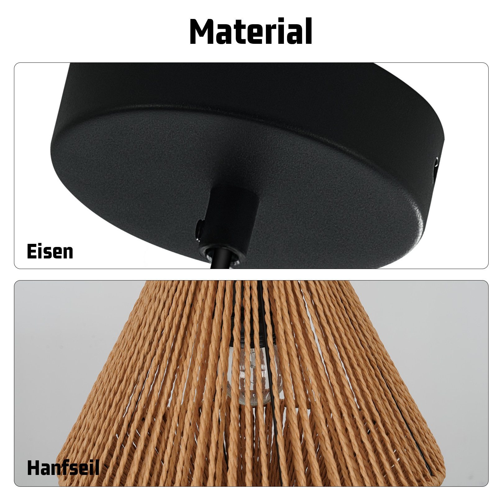 ZMH Pendelleuchte Esszimmer 1 Flammig Vintage Laterne Design Hängeleuchte E27 Flur, Hochwertige Design, ohne Leuchtmittel, laternenförmige Flechtdesign Hanfseil Esstischlampe für Schlafzimmer