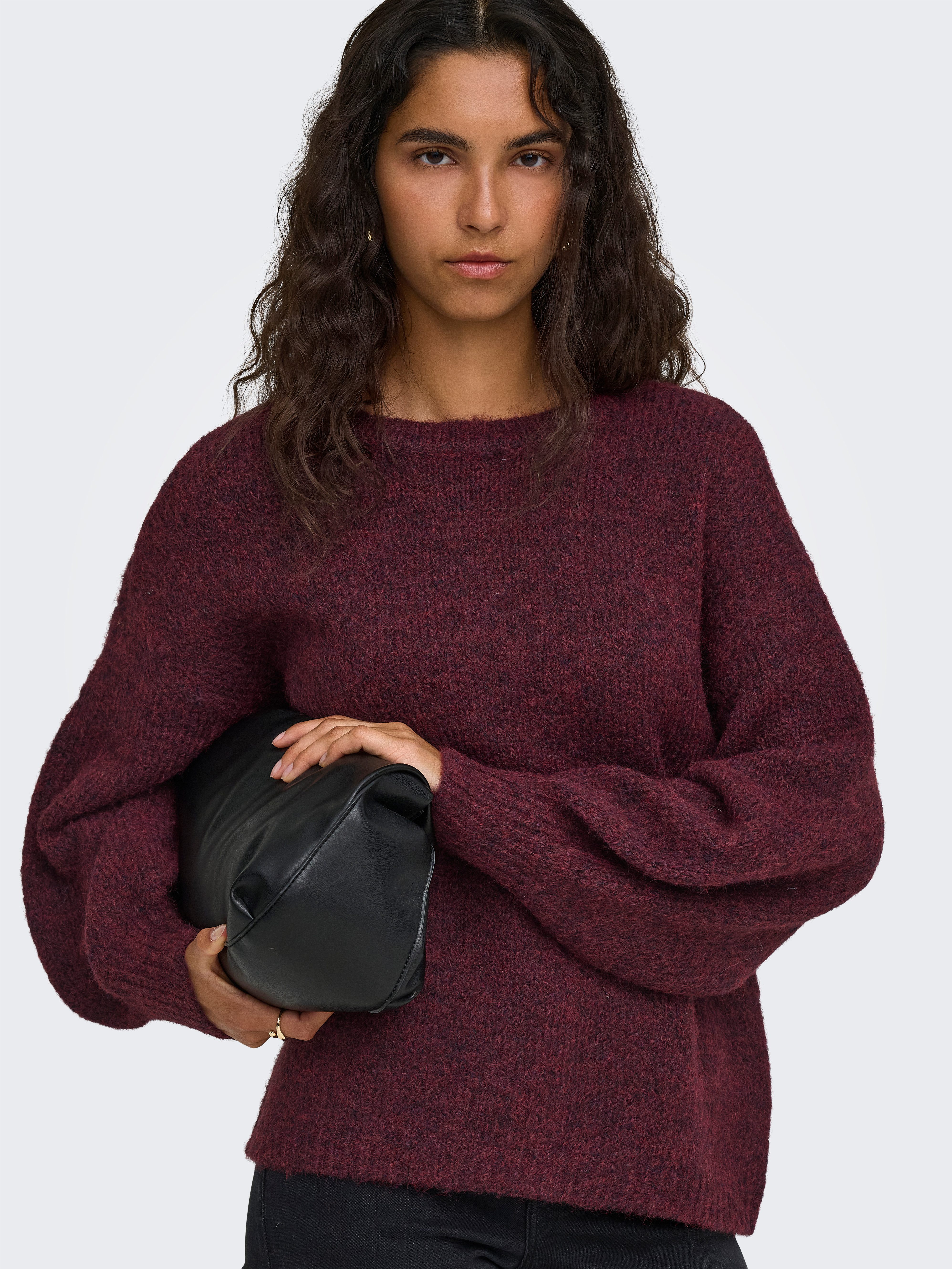 ONLY Strickpullover ONLNELLIE LS O-NECK KNT NOOS Materialmix, regular fit