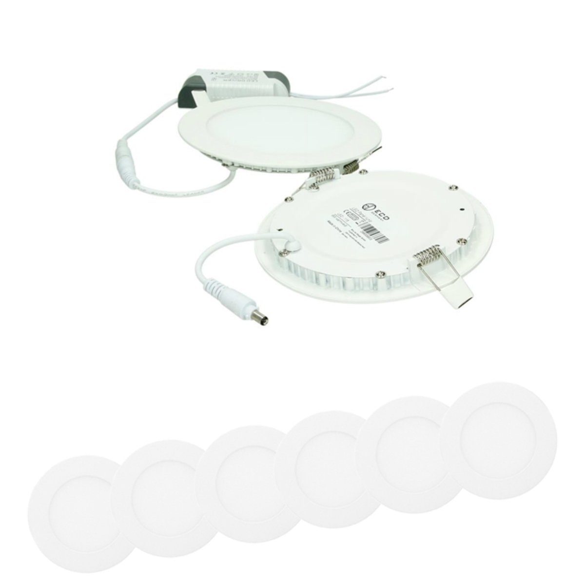 ECD Germany LED Einbaustrahler 6x LED Panel RUND 9W Neutralweiß AC 220240V