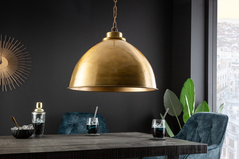 riess-ambiente Hängeleuchte INDUSTRIAL 45cm gold, keine besonderen Funktionen, ohne Leuchtmittel, Wohnzimmer · Metall · Schirm · Esszimmer · höhenverstellbar · Design