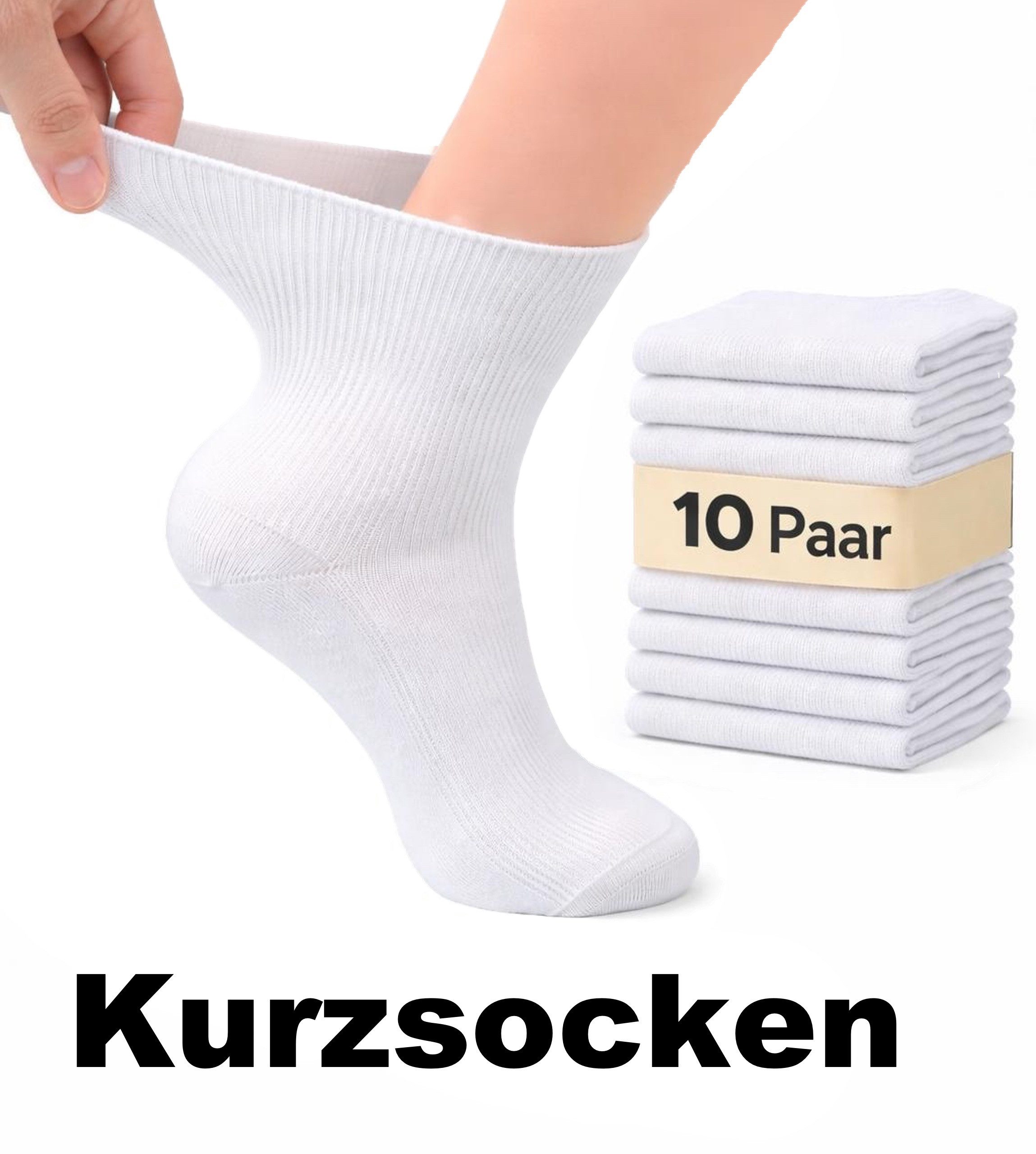 Cocain underwear Gesundheitssocken Kurze Socke ohne Gummi weiss Kurzsocken Arztsocken kein Gummi 100 Bw. (10-Paar) ohne einschneidenden Gummibund, handgekettelt