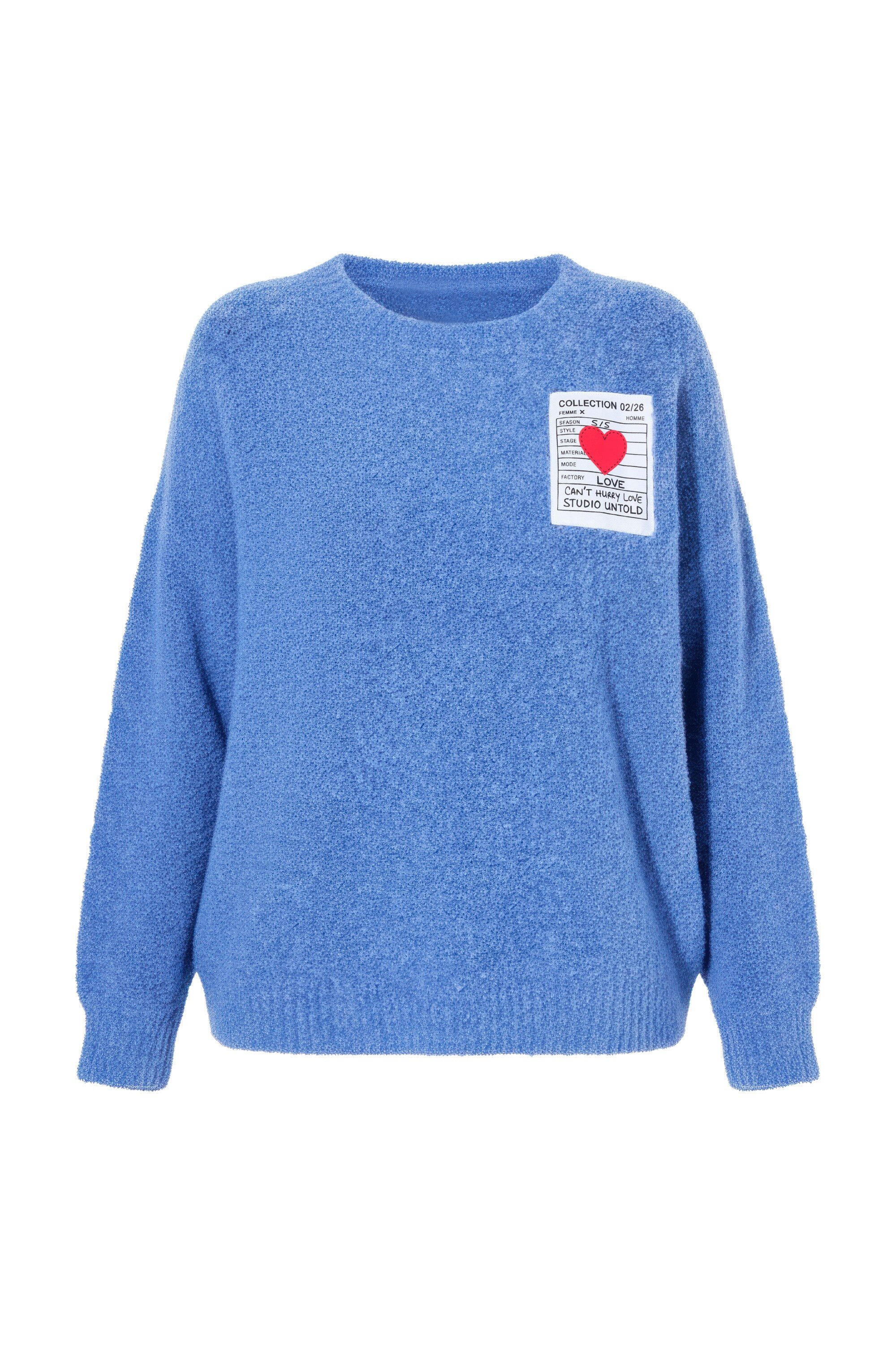 Strickpullover Pullover oversized Patch Langarm