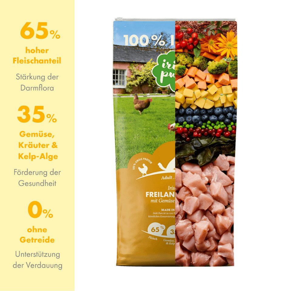 Irish Pure Irish Pure Freiland-Huhn Adult - getreidefreies, proteinreiches Futter, Trockenfutter für: Hunde