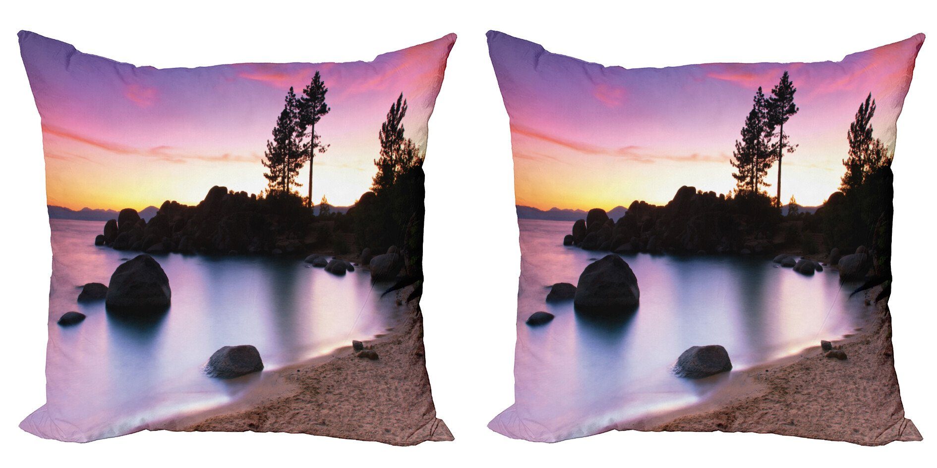 Kissenbezüge Modern Accent Doppelseitiger Digitaldruck, Abakuhaus (2 Stück), Landschaft Sandy Beach von Fluss