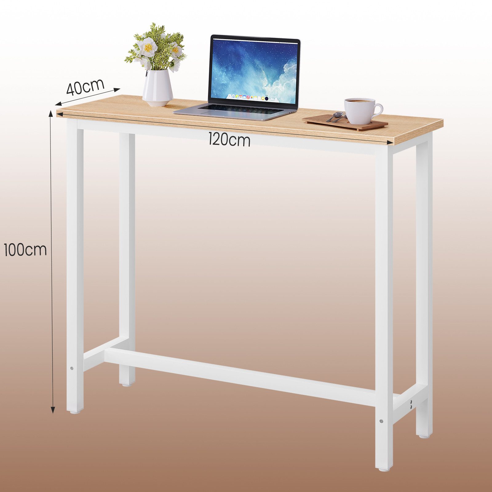 Woltu Bartisch (1-St), Metallgestell, Tischplatte aus MDF, 120x40x100cm