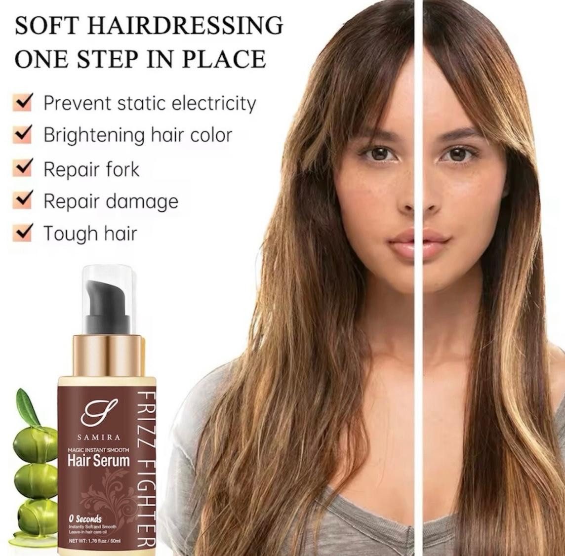 Samira Haarbalsam Leave-in Haarbalsam HAIR SERUM FRIZZ FIGHTER, 1-tlg., reichhaltig, pflegend, stärkend, anti frizz, anti spliss