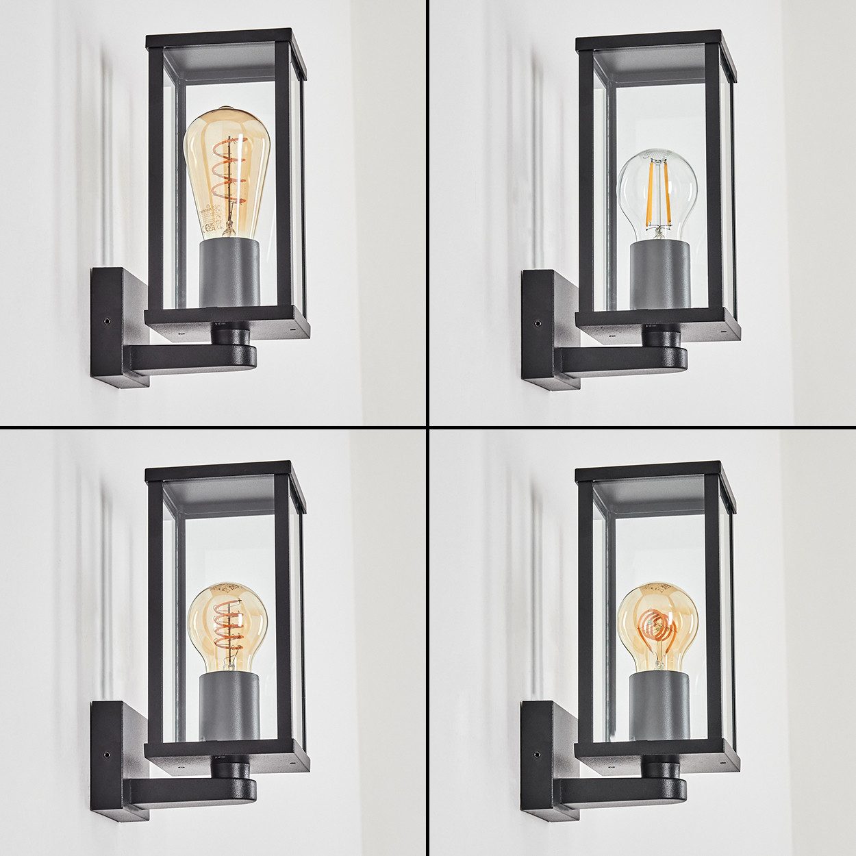 hofstein Außen-Wandleuchte Außenwandlampe aus Metall/Glas in Schwarz/Klar, günstig online kaufen