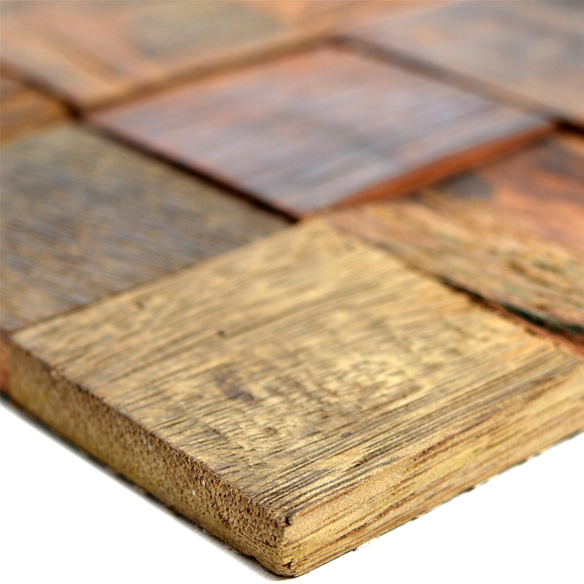 Mosafil Mosaikfliesen Holz Mosaikfliesen Bredon 3D Braun Quadrat, Holz 30.000x30.000, braun, Verlegefertig auf ein Netz geklebt