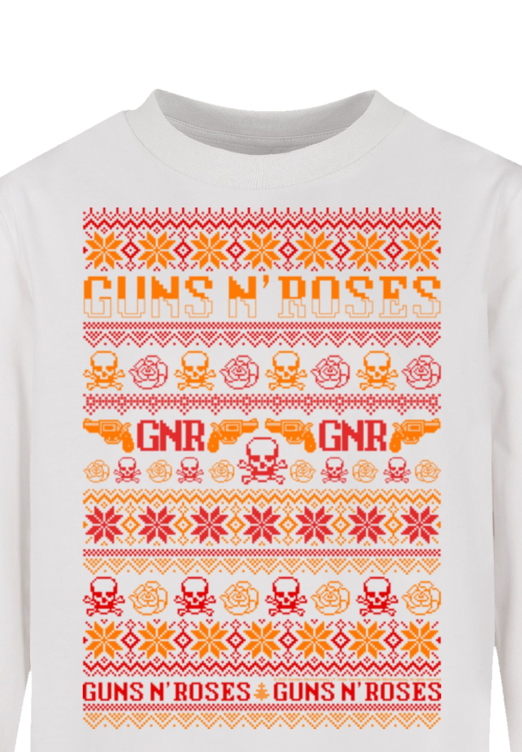 F4NT4STIC T-Shirt Guns n' Musik,Band,Logo weiß Roses Christmas Weihnachten