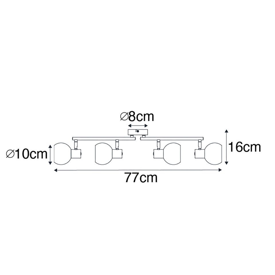 Qazqa LED Aufbaustrahler Vidro, Dimmbar, LED wechselbar, Extra-Warmweiß, QAZQA Aufbau­spot, e14, Schwarz, Glas, Art Deco