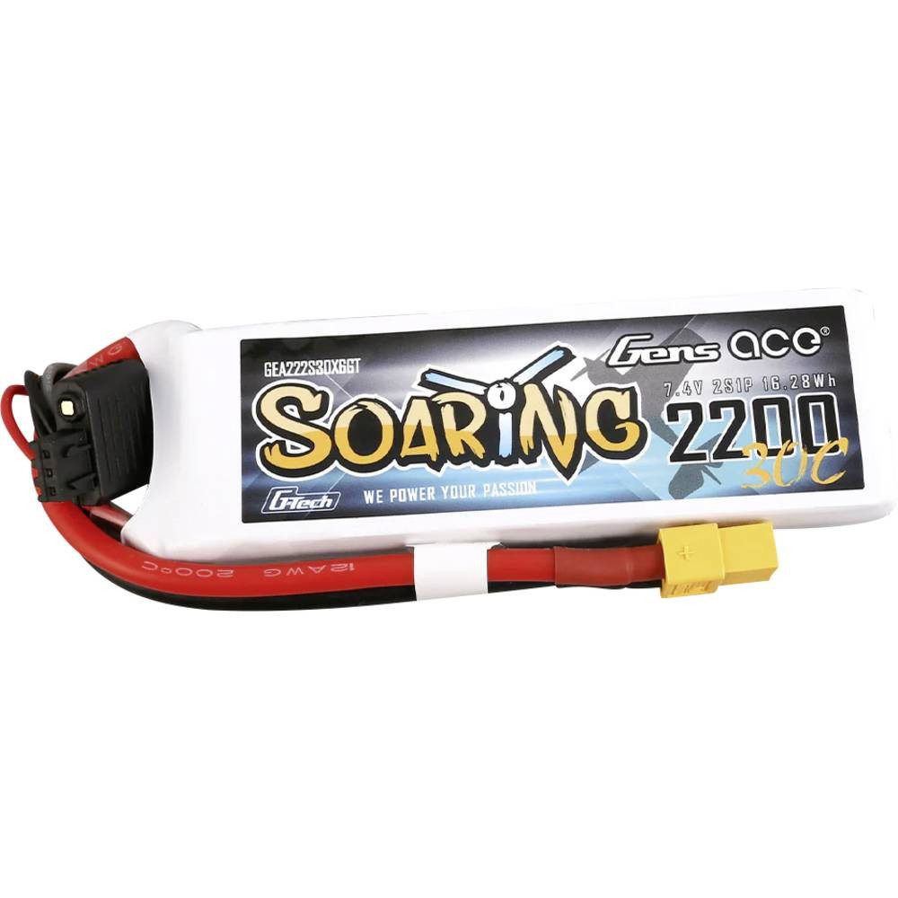 Gens ace G-Tech Soaring 2200mAh 7.4V 30C 2S1P Lipo Battery Pack with Akku