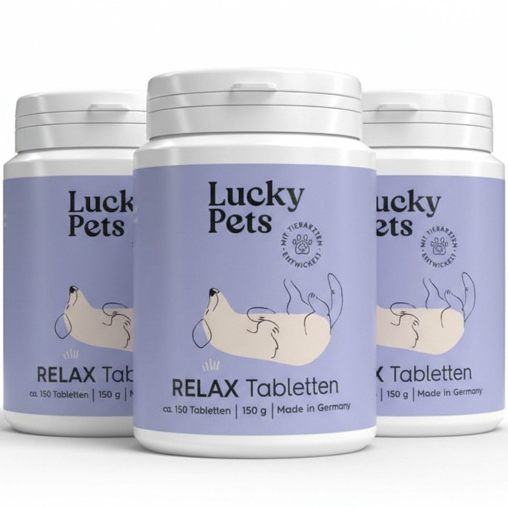 Lucky Pets Beruhigungstabletten für Hunde – Mit L-Tryptophan und Baldrian, Nahrungsergänzungsmittel für: Hunde, Katzen