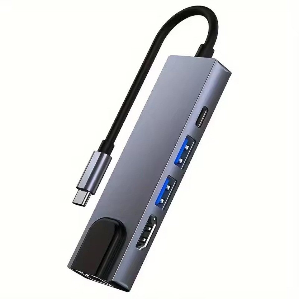 5-in-1 USB C Hub mit USB 3.0, USB 2.0, 4K HDMI, RJ45 Ethernet Computer-Adapter