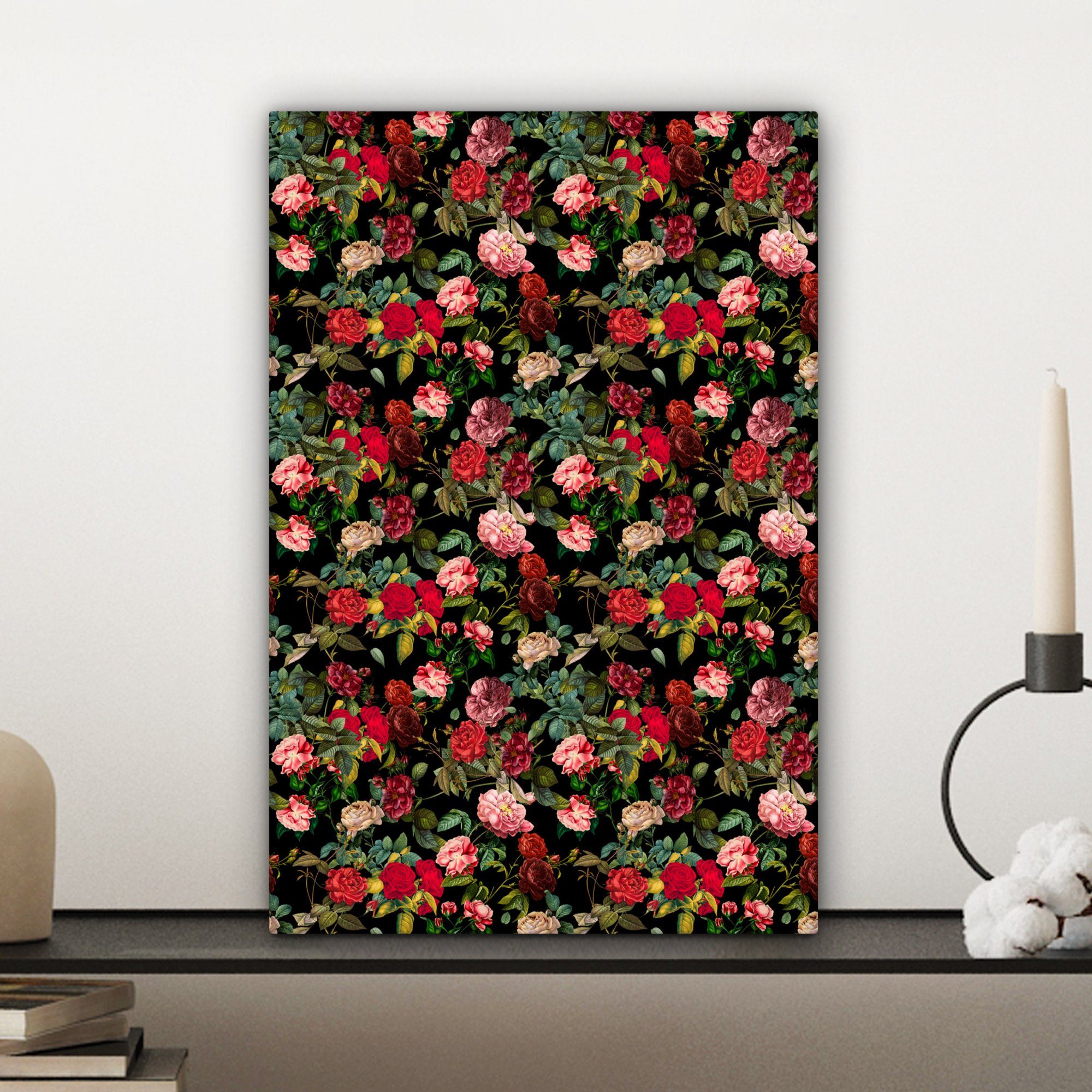 OneMillionCanvasses® Leinwandbild Blumen - Rot - St), bespannt Rosen, cm fertig Leinwandbild Gemälde, Zackenaufhänger, inkl. 20x30 (1