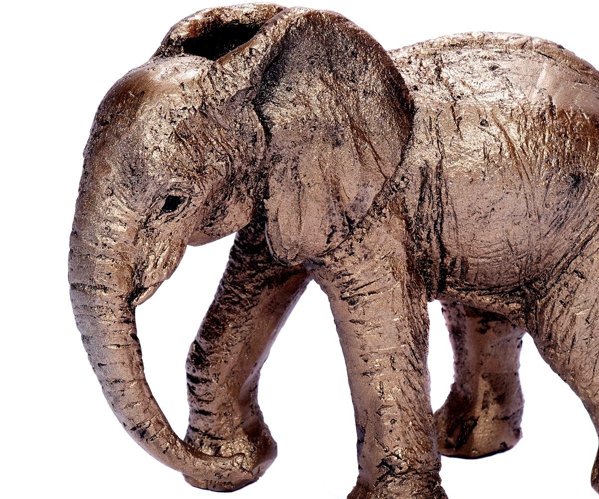 2 Elefanten Figuren je 16 x 5 x 15 cm braun Elefant mit Verzierungen Tierfigur 