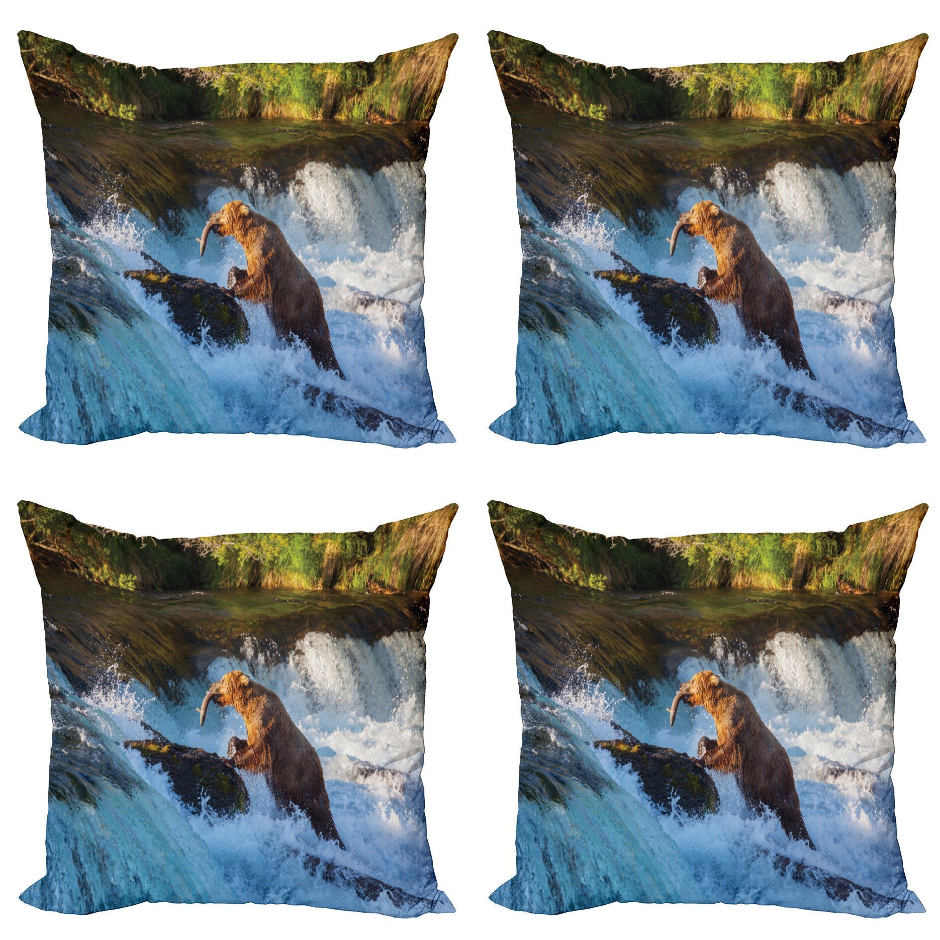 Kissenbezüge Modern Doppelseitiger Stück), Alaska Wasserfall Bär (4 Digitaldruck, wildlfie Accent Abakuhaus
