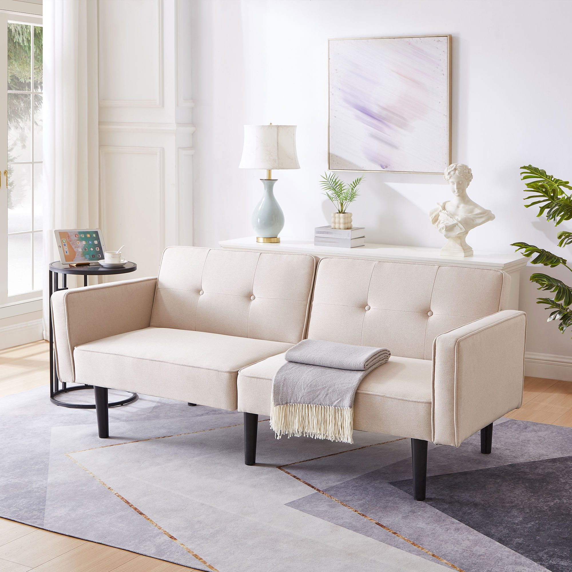 Odikalo 3-Sitzer 2-in-1 Sofabett Loungesessel Schlafsofa günstig online kaufen