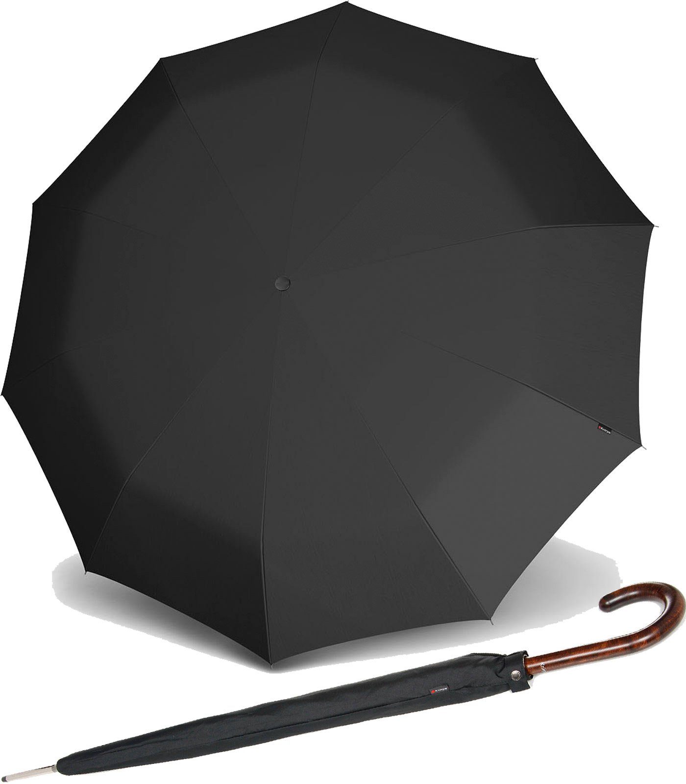 Knirps® Langregenschirm Long Automatik 10-teilig mit Holzgriff und Schutzh, der stilvolle Klassiker für den Herren