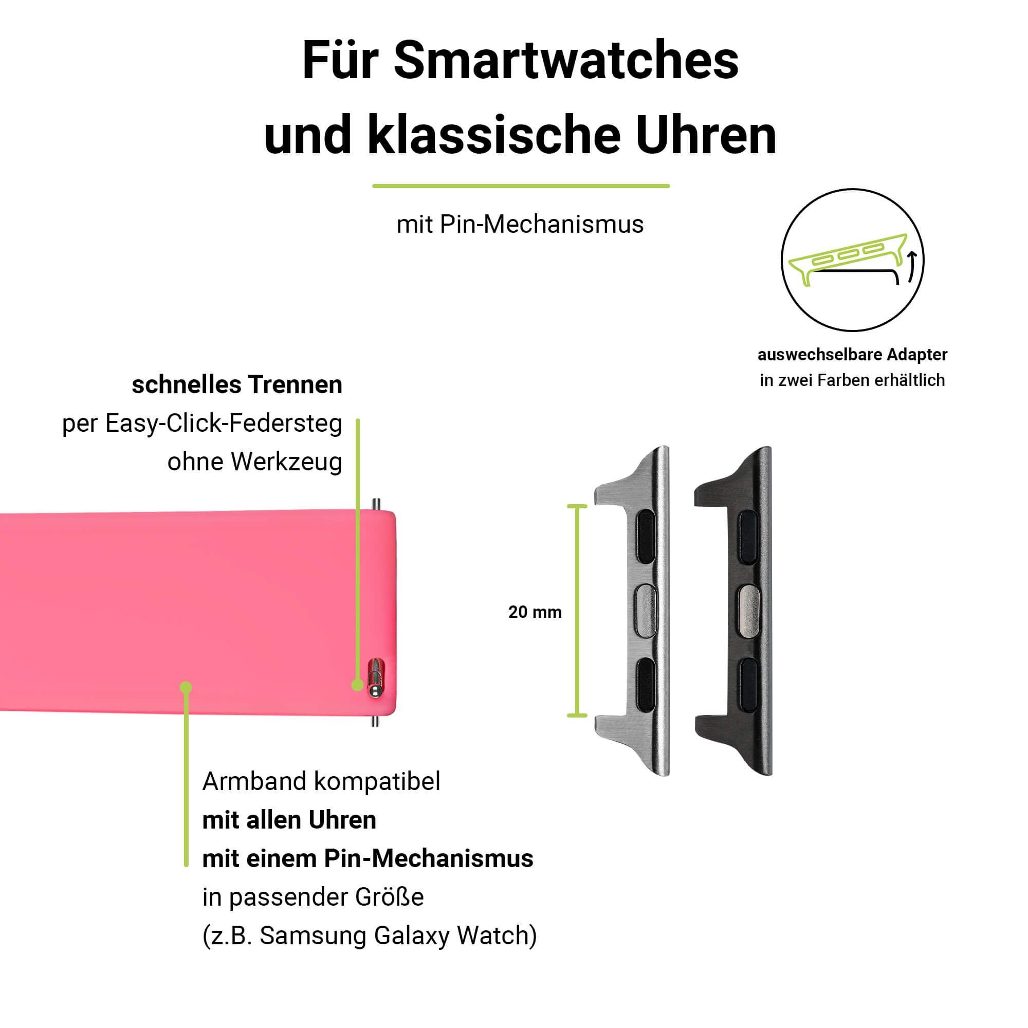 Artwizz Smartwatch-Armband WatchBand Armband SE Adapter, Silicone, & Watch Silikon (40mm), mit (38mm) Apple 9-7 (41mm), 3-1 Pink, 6-4