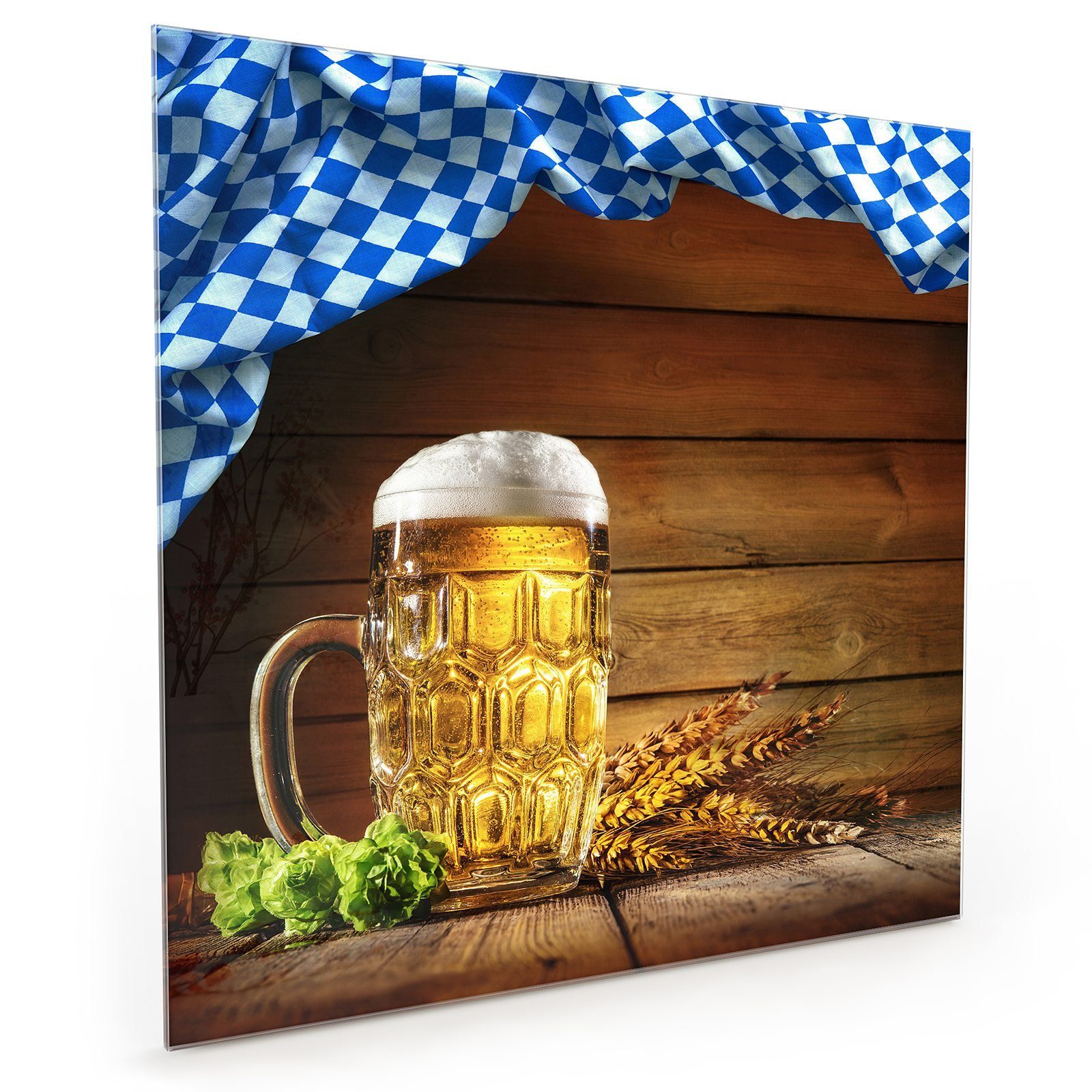 Primedeco Küchenrückwand Küchenrückwand Spritzschutz Glas mit Motiv Bier in Oktoberfestoptik