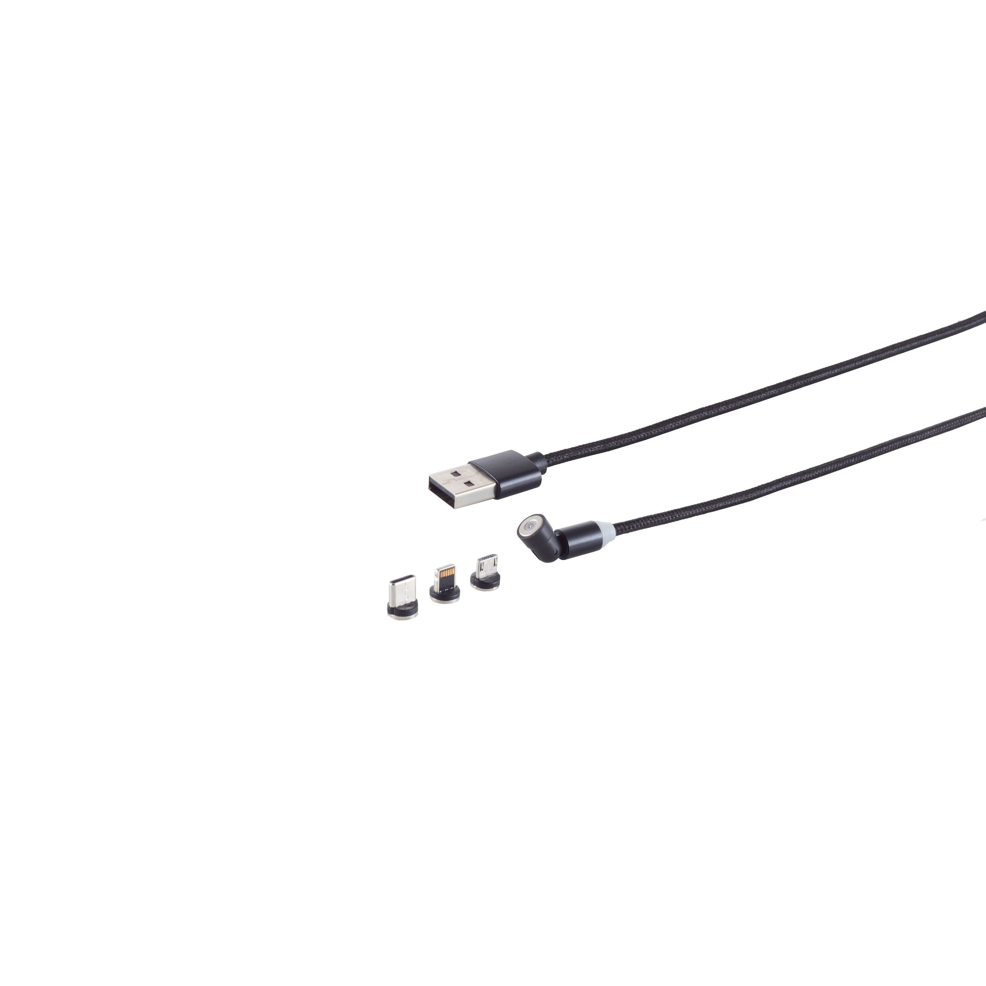 kabelbude USB-A Magnetladekabel, 3in1, 540°, schwarz Smartphone-Kabel, (100  cm)