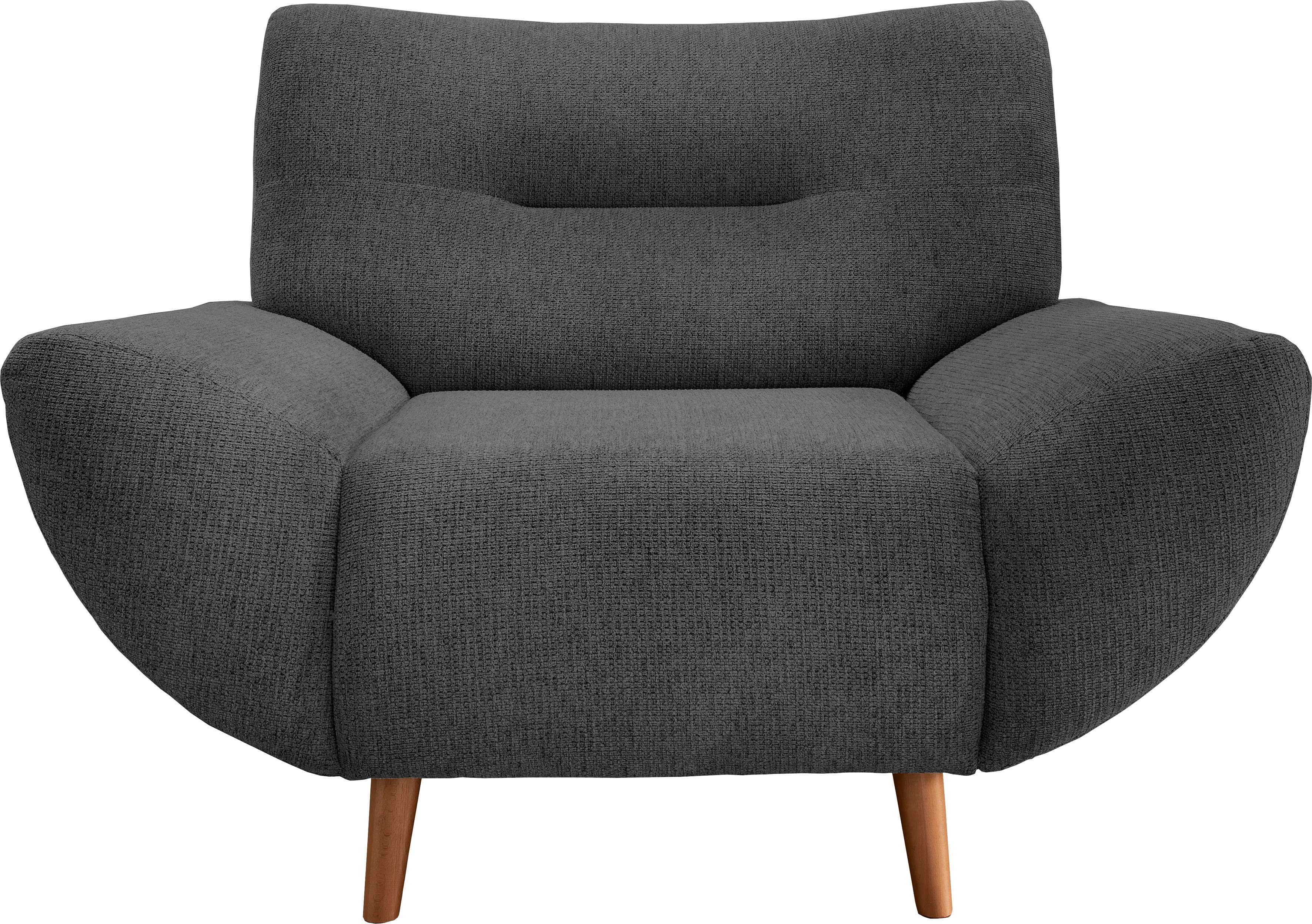 Home affaire Sessel Drago Wellenunterfederung, Holzfuß, Breite 111cm, frei im Raum stellbar